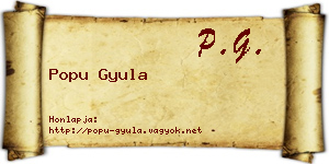 Popu Gyula névjegykártya